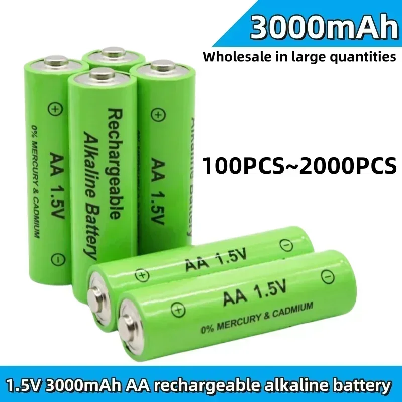 1.5V AA 100-2000PCS Battery 3000mAh Rechargeable battery NI-MH 1.5V AA Batteries for Clocks mice computers toys so on