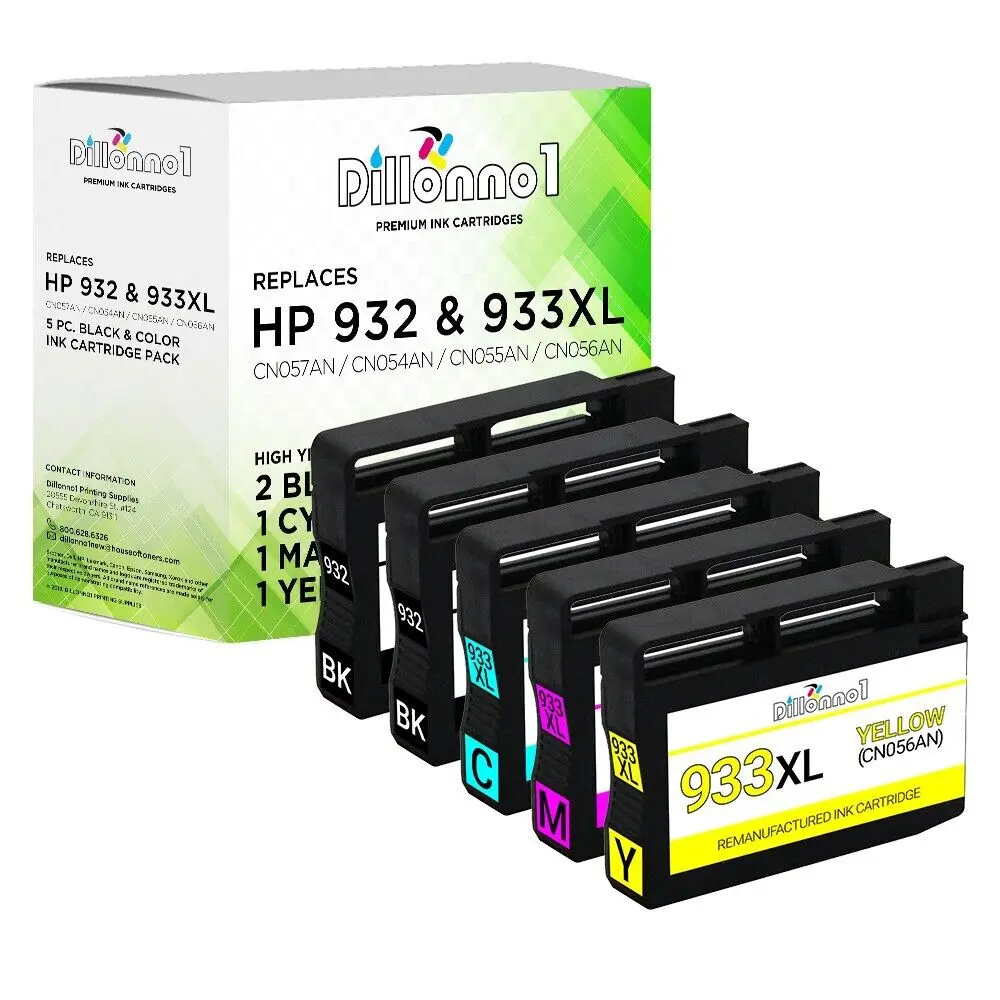 Cartuchos de tinta 5pk para impresora HP 932 933XL, serie Officejet 6100 6600 6700