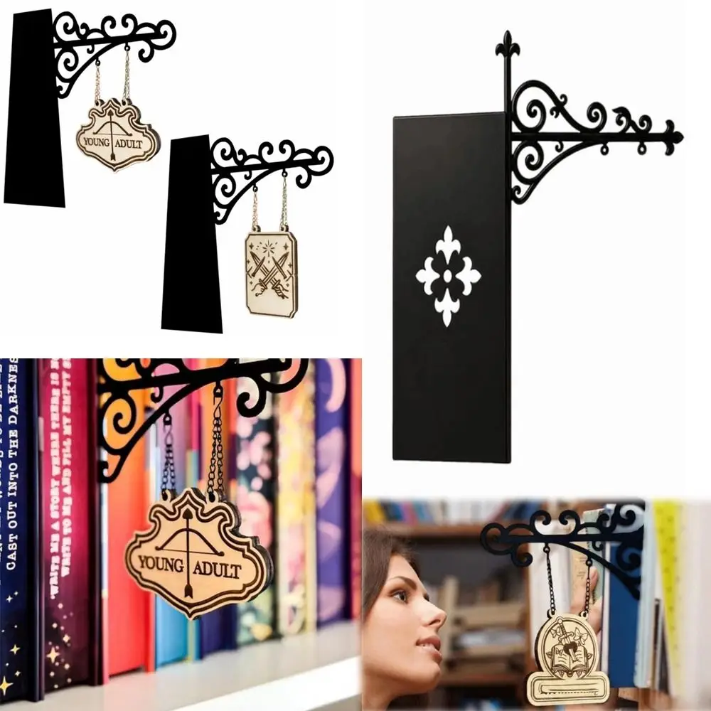 Vintage Iron Bookshelf Divider Solid Iron Matte Metal Surface Book Stopper Wear-Resistant Stable Support Decorative Bookend