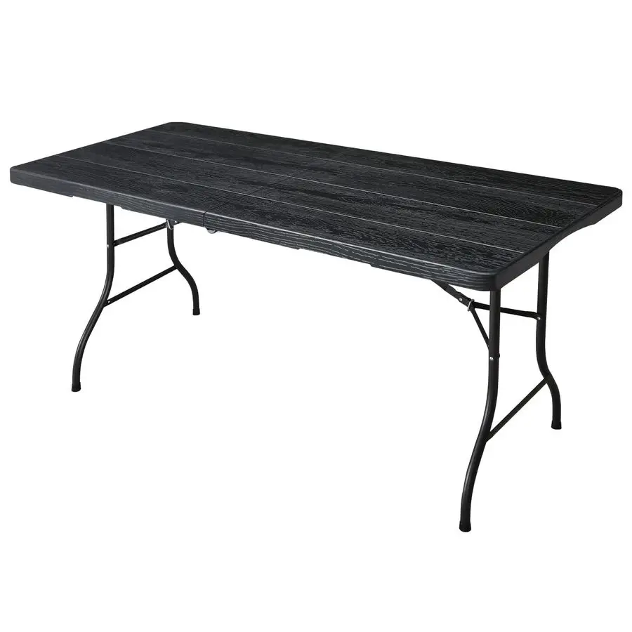 

Складной стол, портативный сверхмощный пластиковый складной полуучественный стол для использования в помещении и на открытом воздухе, столовой, кемпинга, пикника, вечеринки, черного цвета