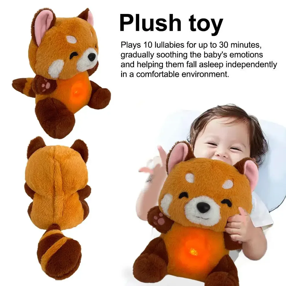 Plush Toy Red Panda Breathing Stuffed Animal 2024 New For Anxiety Adults With Music Lights & Rhythmic Breathing In Four Modes