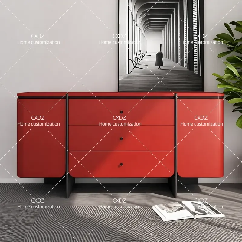 Italian Minimalist Painted Dining Side Cabinet Living Room Wall Mounted Locker Entrance Storage Decorative Cabinet