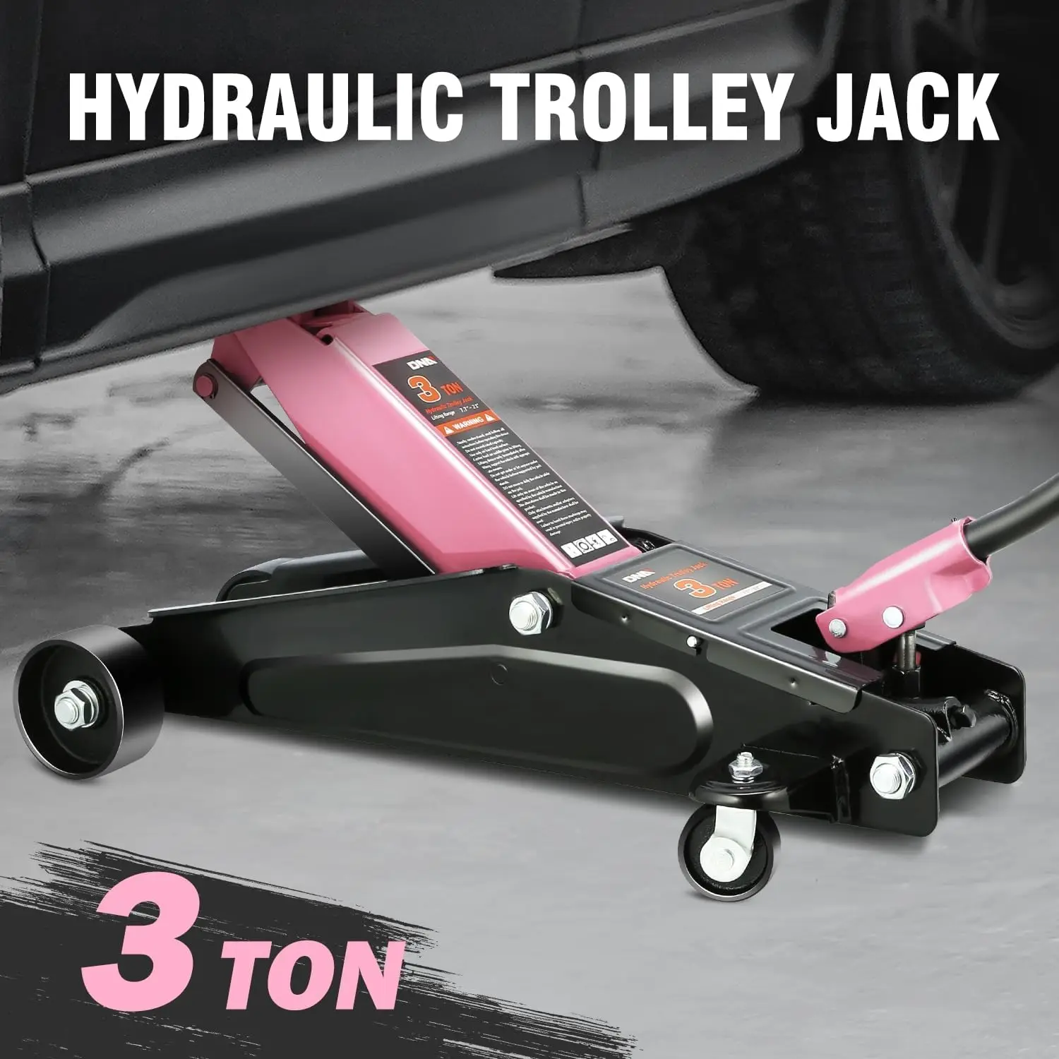 

3-тонный низкопрофильный напольный домкрат, 3 тонны (6000 фунтов) грузоподъемность Гидравлический напольный домкрат на тележке с быстрым подъемом, диапазон подъема 7,7–21 дюйма, розовый