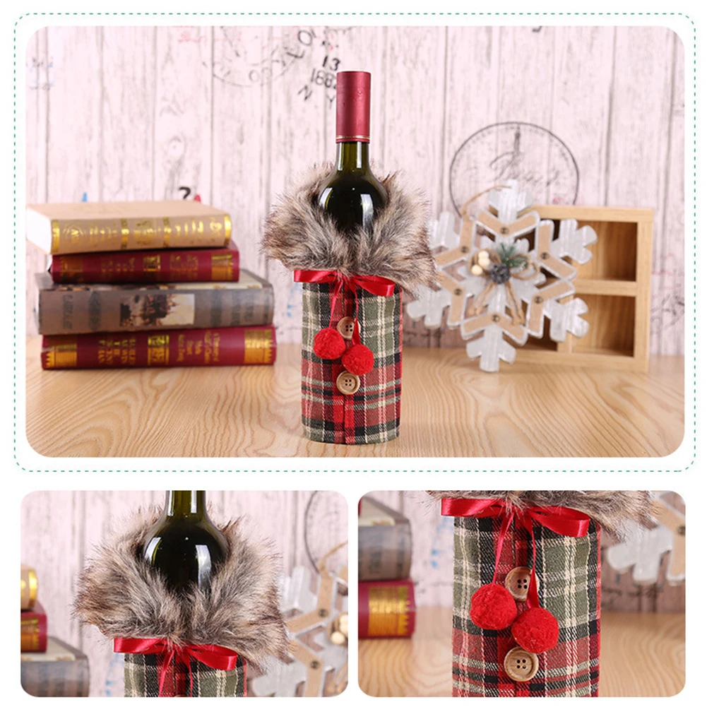 

Festive Wine Bottle Decoration Holiday Wine Bottle Cover Bright Colors Cute Design Perfect For Home Table Decoration