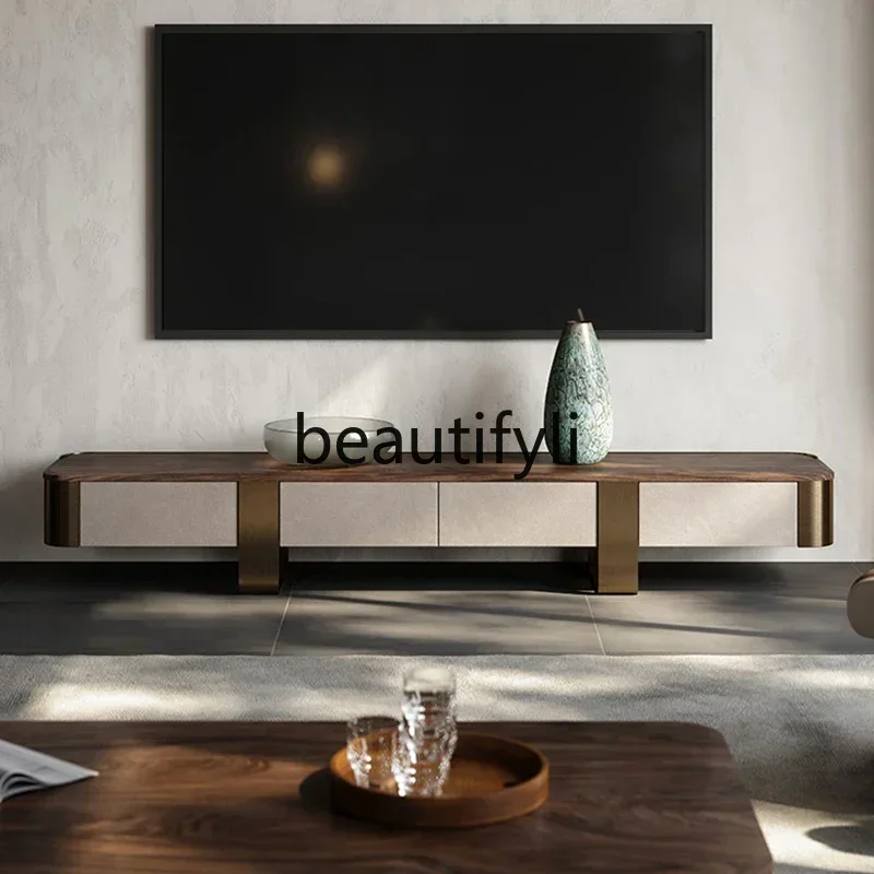 North American black walnut coffee table TV cabinet combination living room matching solid wood TV cabinet
