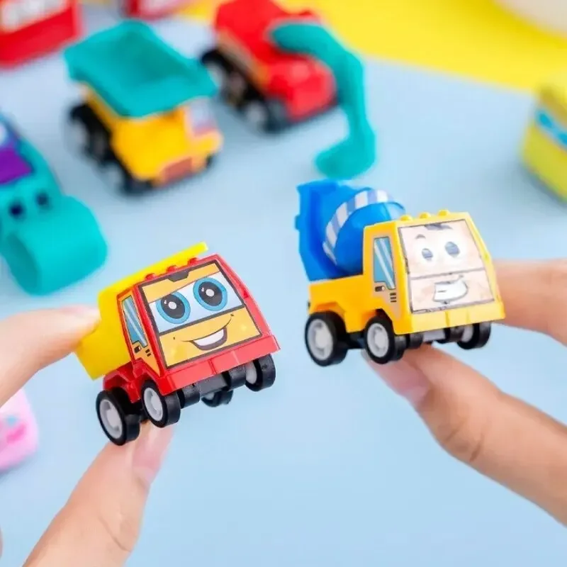 6Pcs Mini Inertial Pull Back Engineering Car Set Child Kids Cartoon Toys Birthday Gift