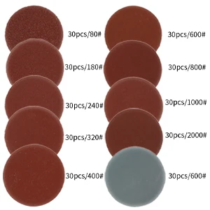 300PCS/Set 50mm Sanding Disc 2 Inch 60-3000 Grit Sandpapers Sanding Pads Kit With Backer Plate For Drill Grinder Rotary Tools