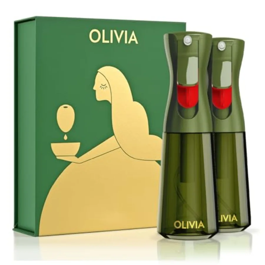 OLIVIA SIGNATURE - Rociador de Aceite de Cocina con Tecnología Avanzada, Pulverización Fina y Control de Porciones, Recargable, de Vidrio, para Aceite de Oliva