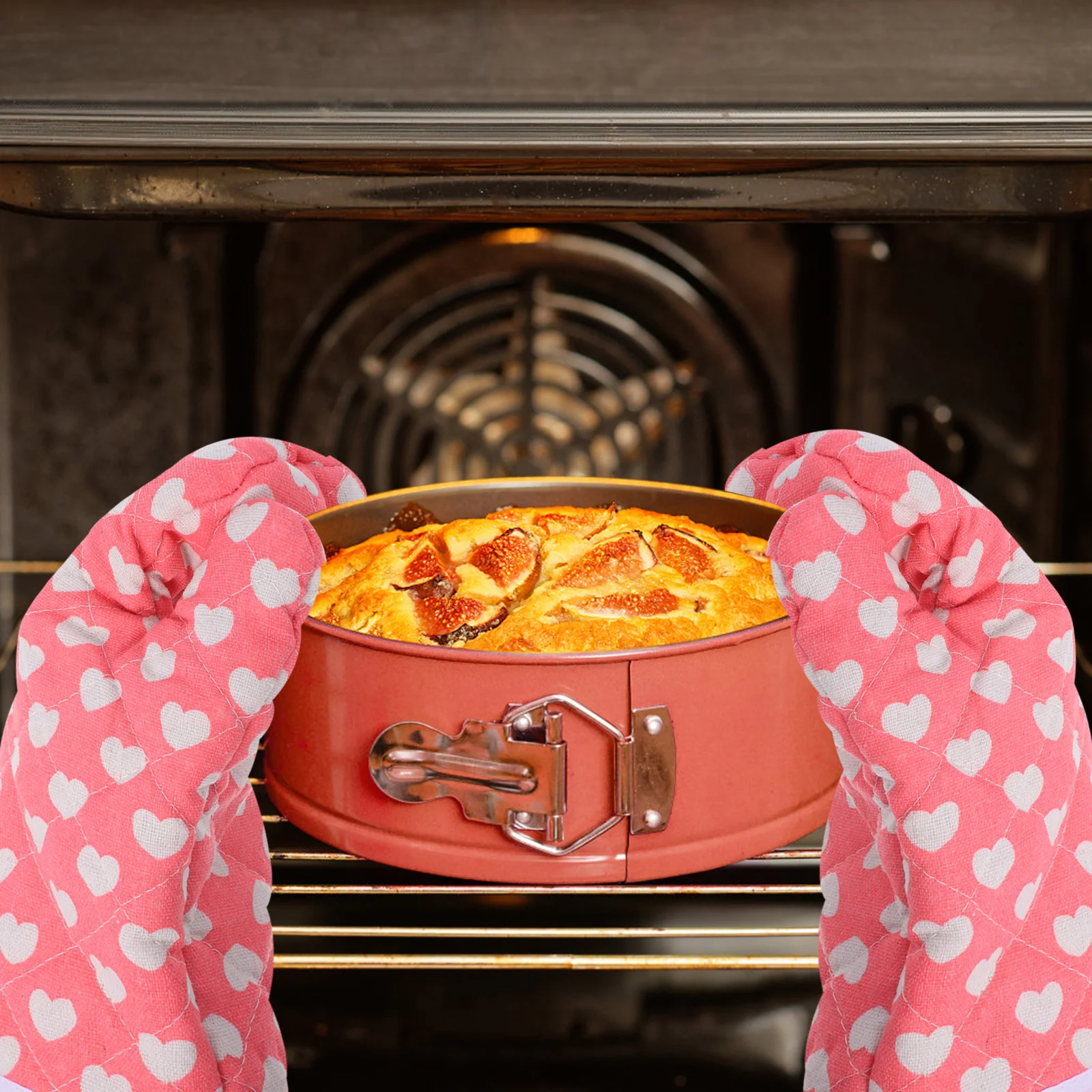 

2Pcs Reusable Baking Gloves Thickened Cotton Oven Mitts for Kitchen Microwave Use Heavy Duty Insulated Anti-Scalding Cook Safety