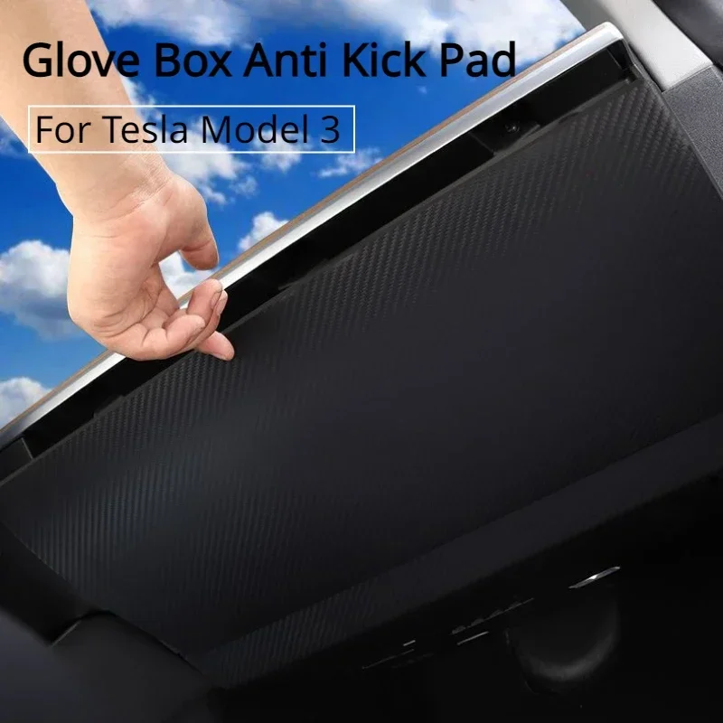 Glove Box Anti Kick Pad for Tesla Model 3 Side Edge Durable Film Protector Sticker Carbon Fiber Leather Car Accessories 2017-23