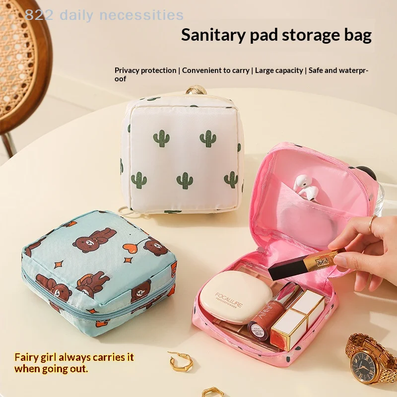 convenient1PC Portable Women Sanitary Napkin Tampon Storage Bag Waterproof Organizer Pouch Cartoon Pattern Sanitary Napkin Bag