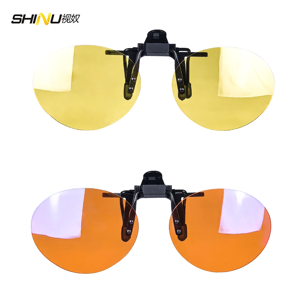 SHINU Rote Linsen-Clip-On-Brille zum Schlafen besser, runde orangefarbene Linse für Spiele oder Arbeiten, gelbe Linsen, Nachtsicht zum Fahren – Detail 18