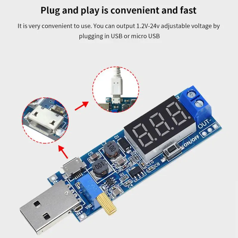1~10PCS 5V to 3.5V / 12V USB Step UP / Down Power Supply Module Adjustable Boost Buck Converter Out DC 1.2V-24V