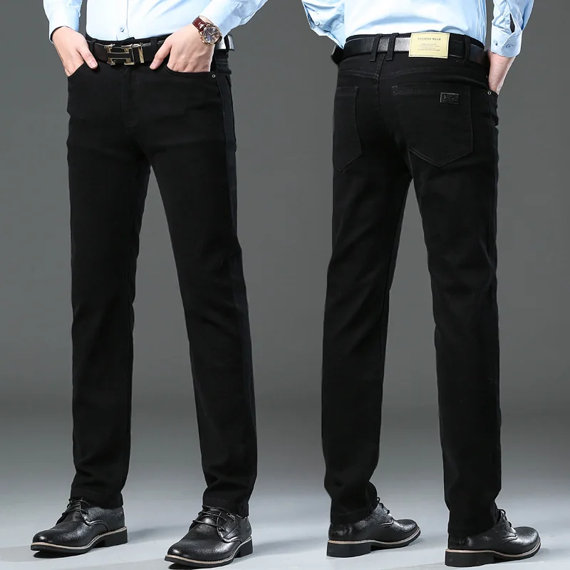 خريف جديد 98% القطن الرجال الجينز لينة مريحة مستقيم عادية الدينيم السراويل حجم كبير 42 44 تمتد موضة السراويل الذكور الملابس