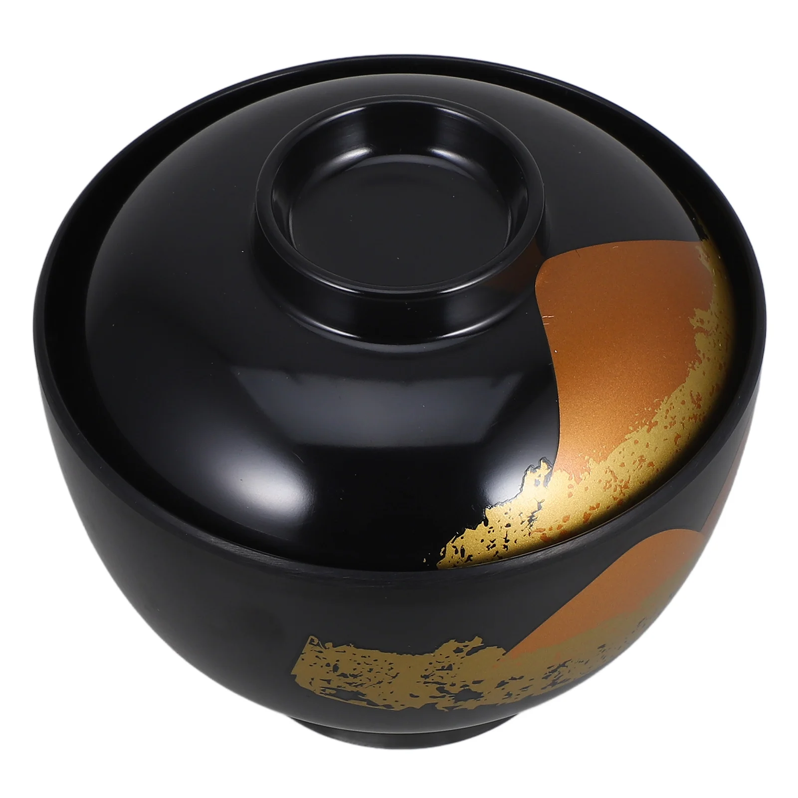 Cuenco de sopa japonés, cuenco de almacenamiento de alimentos con tapa de melamina, contenedor de sopa de arroz tradicional para restaurante, contenedor de comida japonesa para el hogar