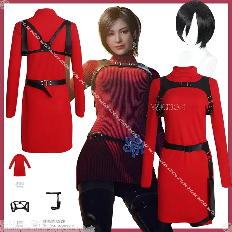 

Residee4 Evvill Косплей Adda Wan Красный Свитер Мини Платье Лолита Пояс Ремни Ужас Хэллоуин Ролевая Игра