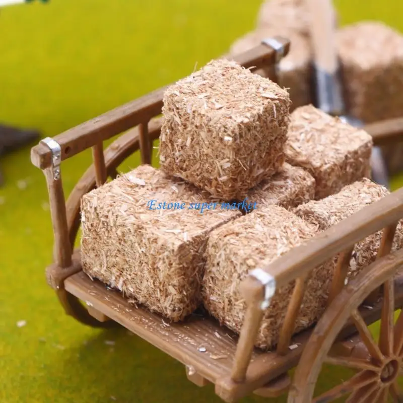 090B 8 قطع من الخشب الطبيعي هايز كومة مصغرة لبيت الدمية ديكورات المزرعة الإبداعية #5