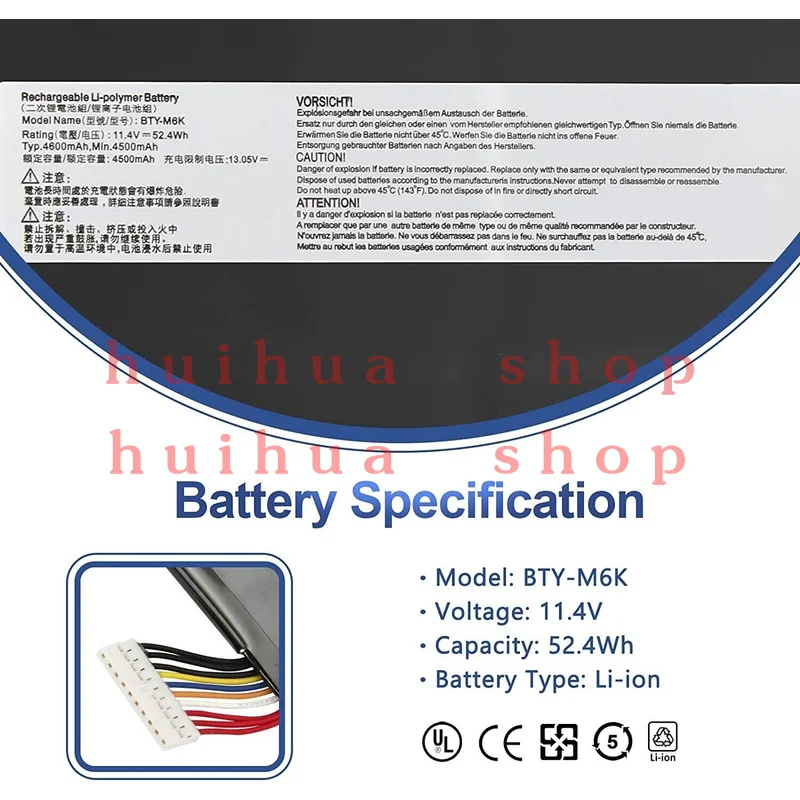 Nowa oryginalna bateria BTY-M6K do MSI GS63VR 7RG Stealth Pro GF63 Thin 8RB 8RC 8RD