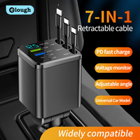 Elough 7 In 1 Car Charger Retractable USB C To ios Cable For iPhone Samsung Car Phone Charger USB Cigarette Lighter QC Adapter