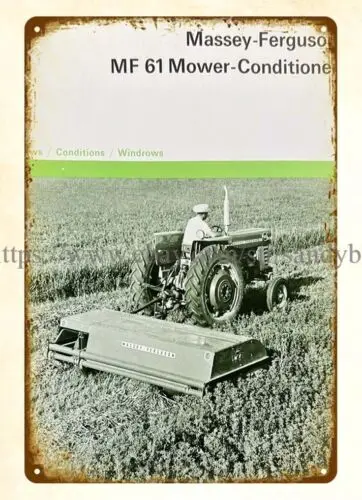 1973 Massey Ferguson MF 61 Mower Conditioner mancave metal tin sign home deco sign