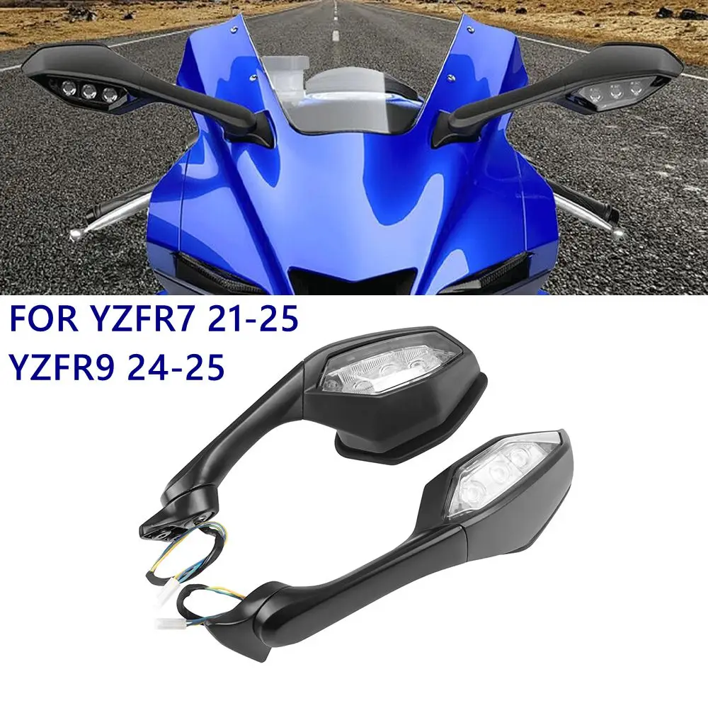 

For Yamaha YZFR7 YZF-R7 2021-2025 YZFR9 YZF-R9 2024-2025 YZF R7 R9 Motorcycle Rearview Mirrors Rear View LED Turn Signal Mirror
