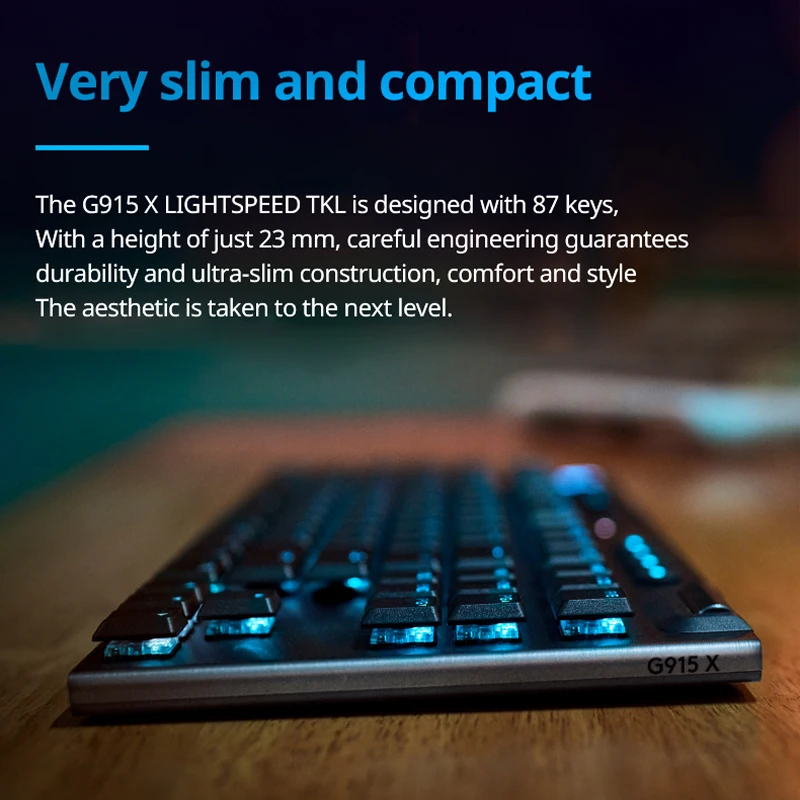 لوحة مفاتيح الألعاب الميكانيكية اللاسلكية Logitech G915 X Lightspeed TKL، مفاتيح قابلة للبرمجة بالكامل RGB بإضاءة خلفية Mac/PC لوحات مفاتيح الألعاب #2