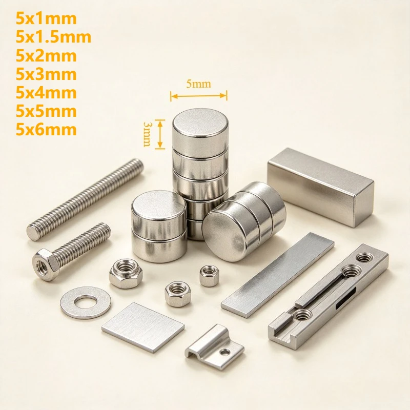 5x1 5x1.5 5x2 5x3 5x4 5x5 5x6mm N35 Mini Round Disc Neodymium Magnet, Strong Rare Earth Magnets for DIY Handmade Crafts Model