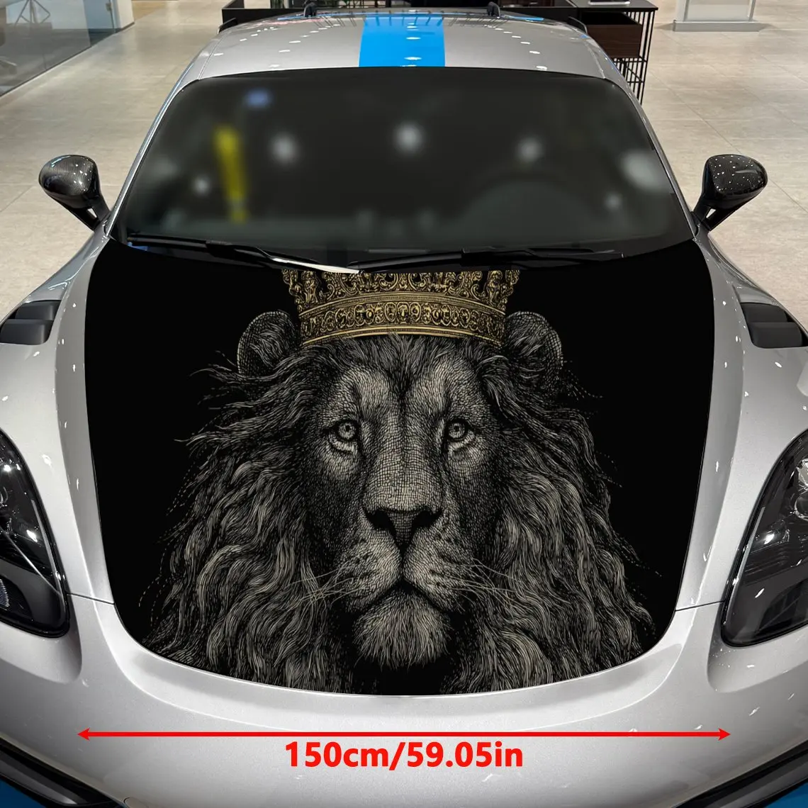 Car Decals A Lion In Black-Gold Color Scheme Close - Up With Ornate Crown, Detailed Fur Textures And Regal Visual Appeal Car Hoo