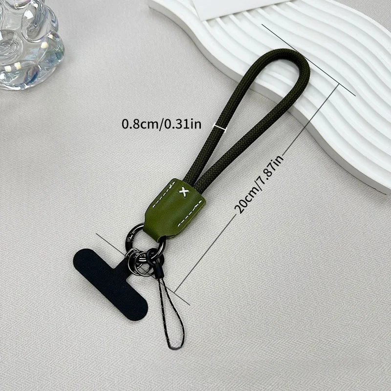 Premium Polyamide Braided Lanyard with Leather Accent, Nylon Wrist Strap, Outdoor Anti-Lost Keychain, Secure Phone Tether