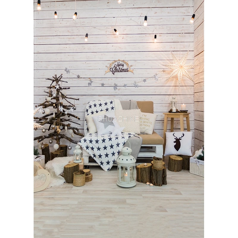 SHUOZHIKE Weihnachten Thema Fotografie Hintergrund Schneemann Weihnachtsbaum Kulissen Für Foto Studio Requisiten ZLSY-60