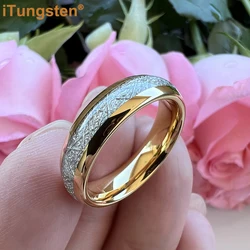 iTungsten 6/8mm Men Women Bright Engagement Wedding Band Tungsten Meteorite Ring Fashion Jewelry I Love You Engraved