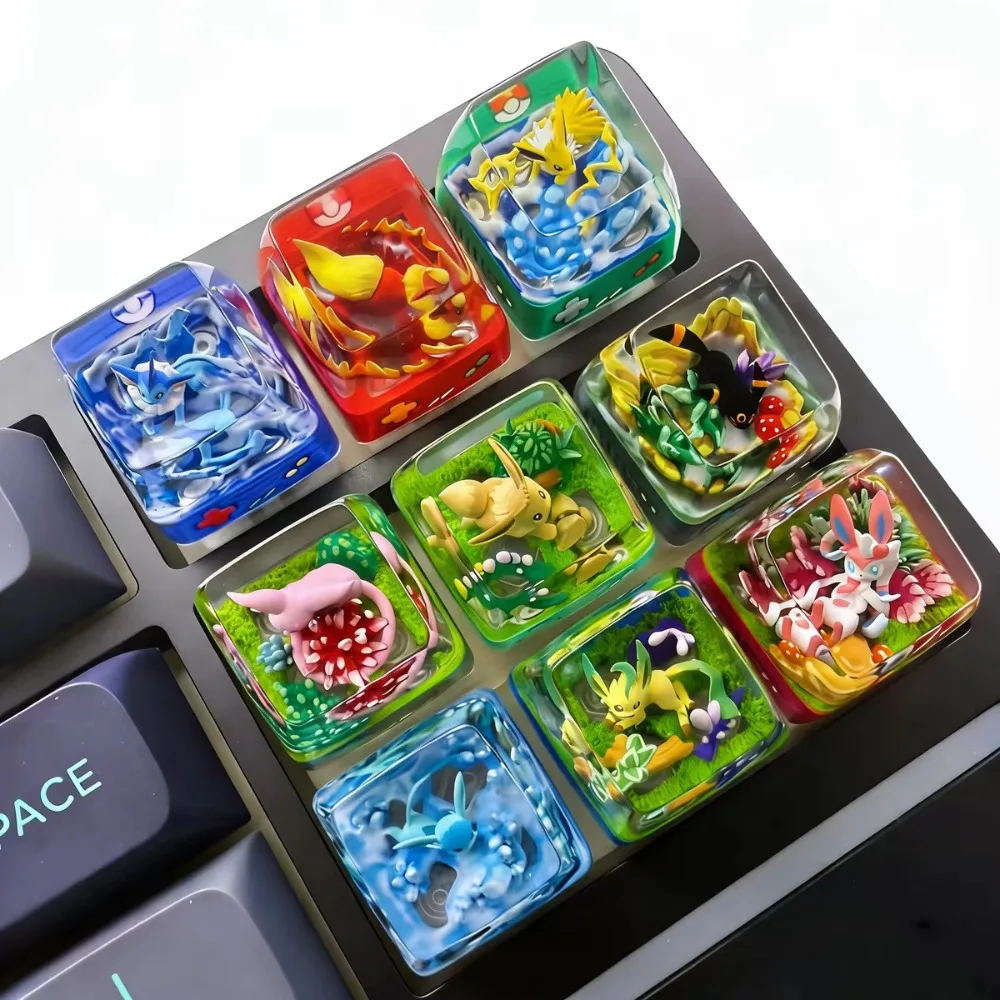 Pokémon Keycap Pokémon Eeveelution‌ Resin Personalized Keycap Mechanical Cross-axis Keyboard Translucent SA Height Gift