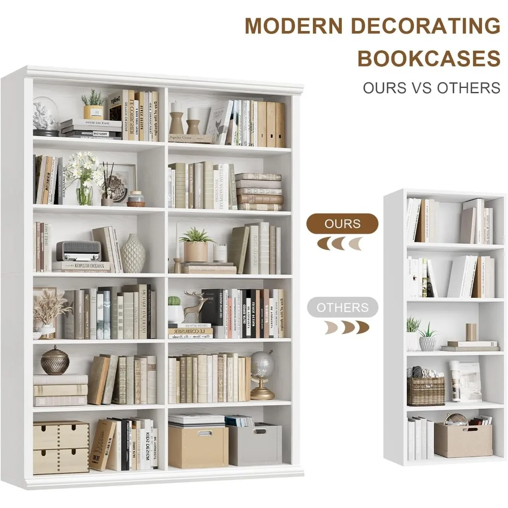 Extra Large Wooden Bookshelf – Double Storage Elegant Design 4