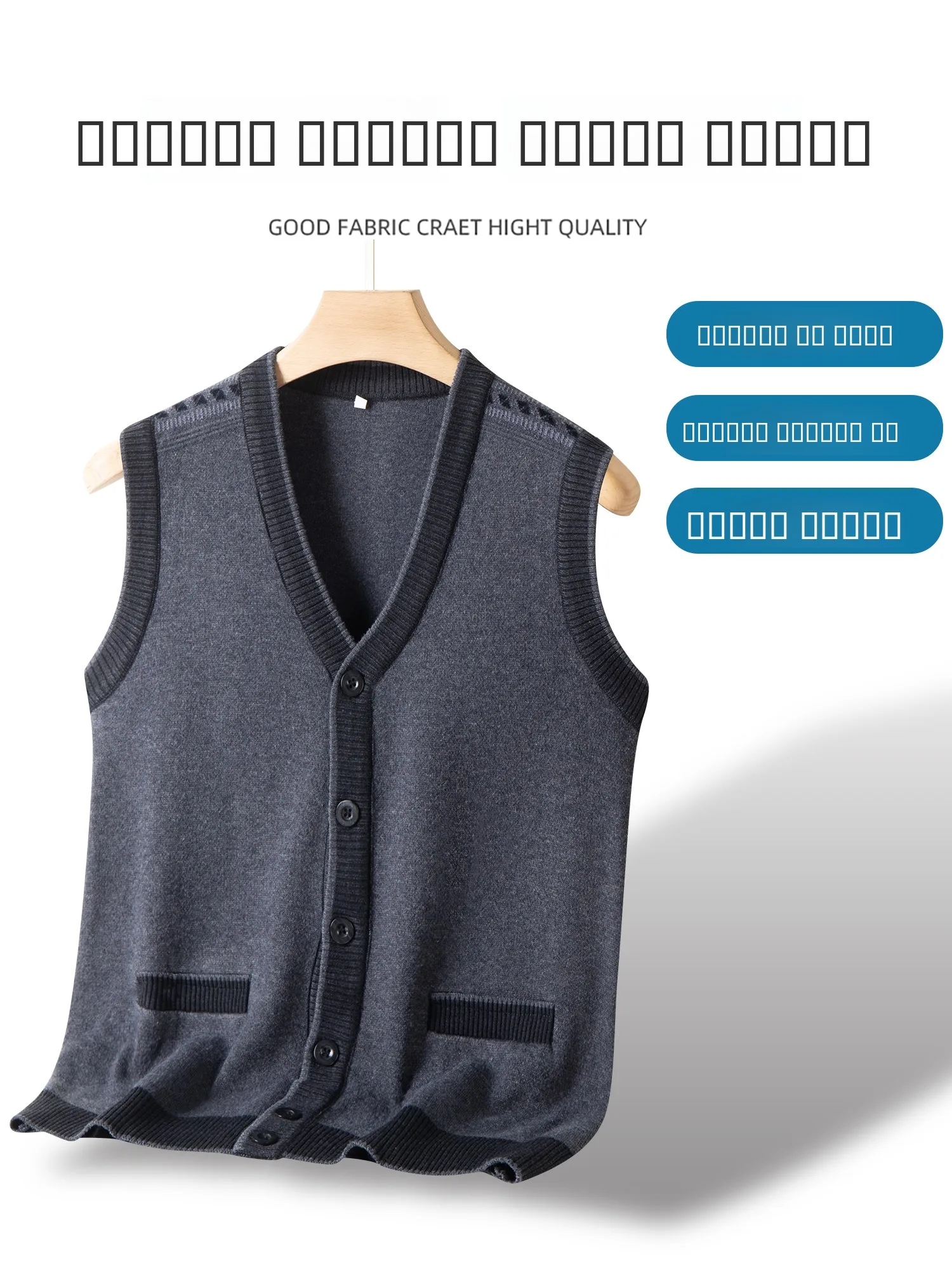 لون نقي سترة مشغولة من الصوف سترة للرجال في منتصف العمر و ly V-Ne مفتوحة با سترة دافئة عادية Sle ألياف البوليستر
