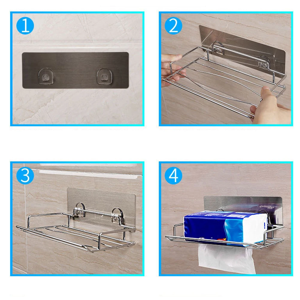 

Punch Holder Bathroom Storage Shelf No Trace Pull Paper Rack Home Hotel Strong Durability Save Space Ideal Use