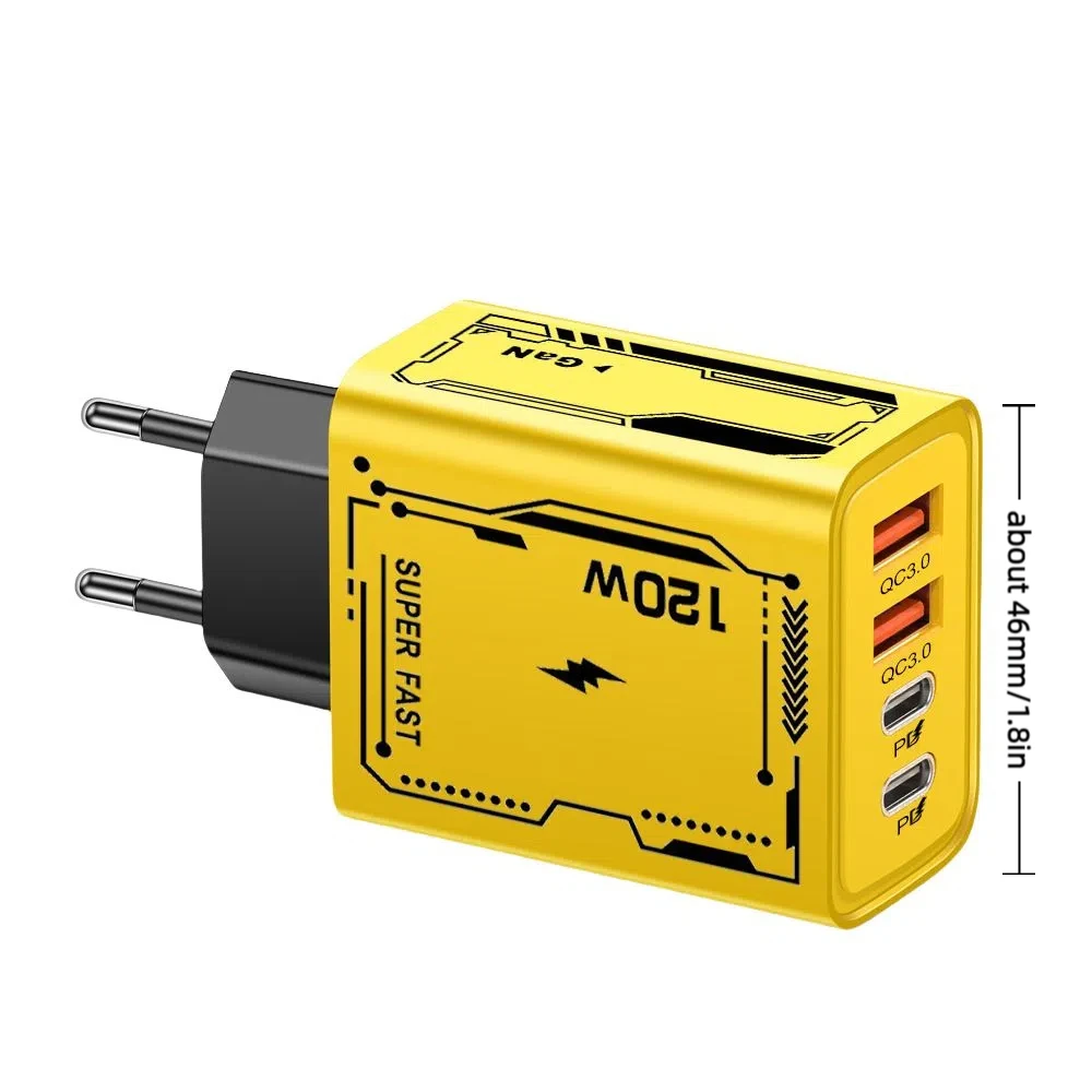 Ładowarka GaN 120W Ultra Szybkie Ładowanie QC 3.0 Ładowarka do Telefonu Typ-C USB-C Ładowarka do Laptopów Akcesoria do Urządzeń Mobilnych