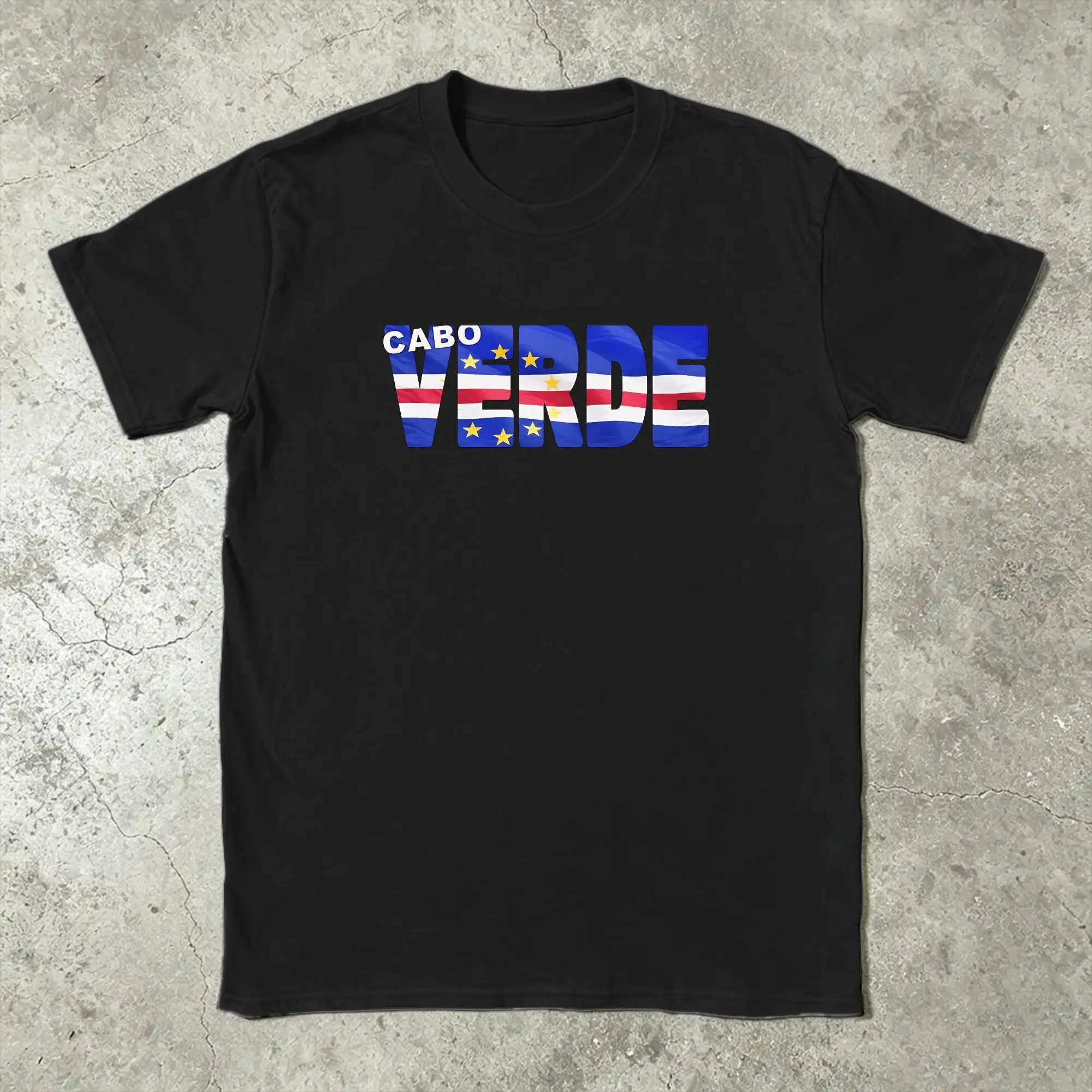 Vintage Cabo Verde Flag T-Shirt for Men O Neck Cotton T Shirts  Short Sleeve Tees Plus Size Tops