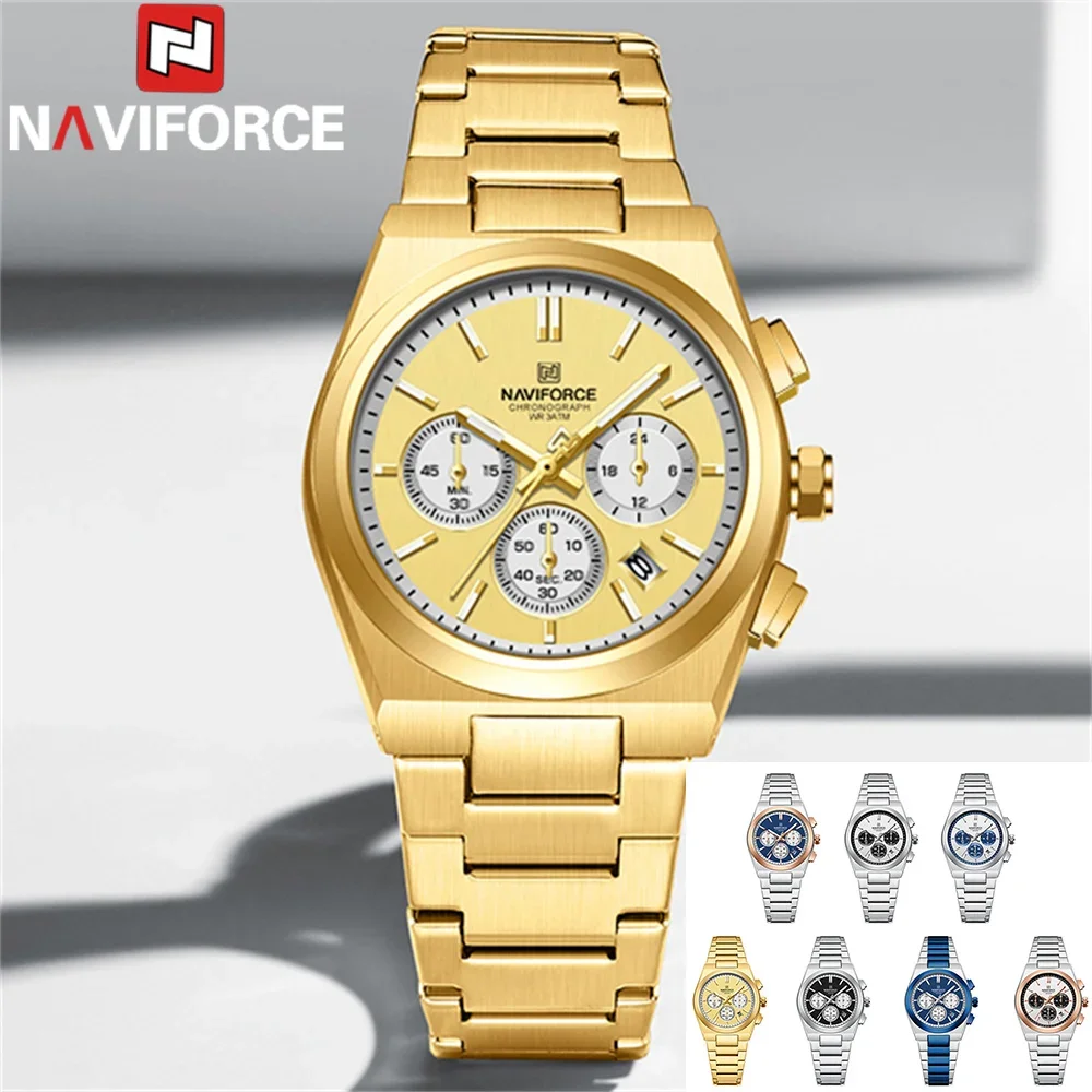 NAVIFORCE NF8048 Top Luxury Brand Women Watch Quartz Lady Wristwatch Chronograph Stainless Steel Bracelet Female Girl Clock Gift