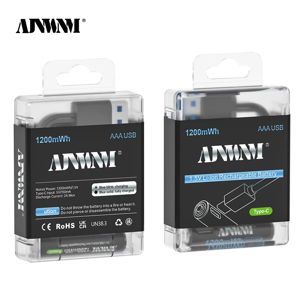 Real Capacity 1200mWh 1.5V USB AAA Lithium Rechargeable Battery AAA Lithium Ion Battery+USB Cable Low Self Discharge AAA Battery