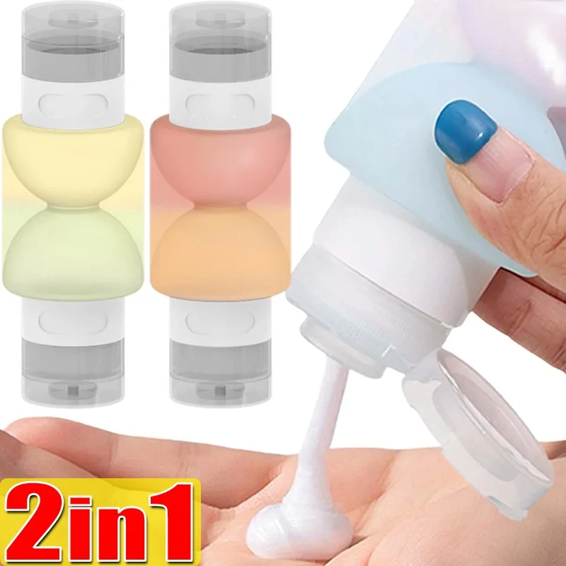 

2 in 1 Portable Dual-Head Silicone Bottles Storagers Durable Practical Travel Leak Proof Shower Wash Empty Bottle for Travel Use