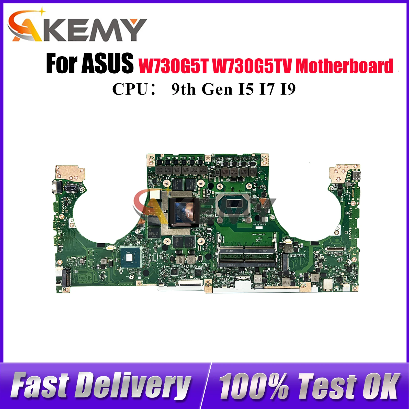 

W730G5T Laptop Motherboard For ASUS ProArt W730G W730G5T W730G5TV Notebook Mainboard With I5 I7 I9 CPU 100% tests OK fast ship