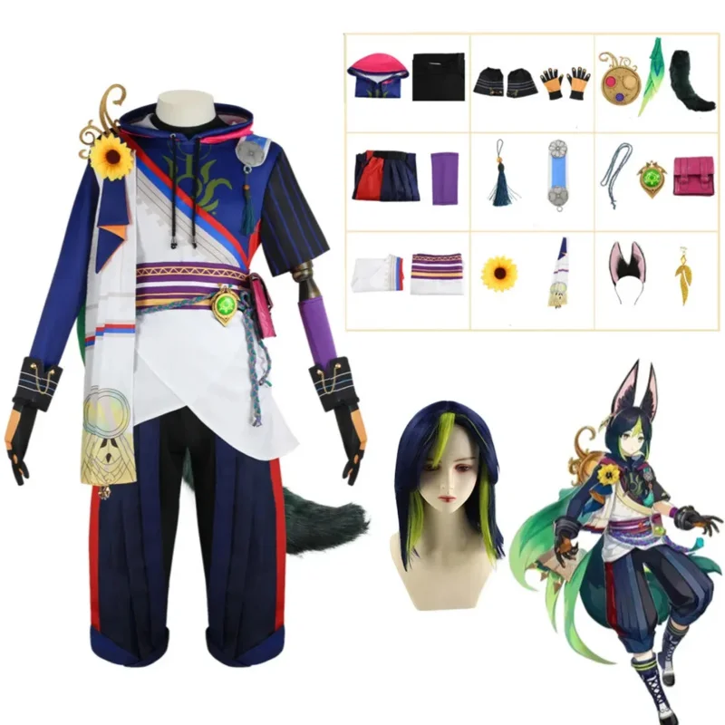 

2025 New Game Impact Costumes Comic Con Halloween Carnival Sumeru Tighnari Cosplay Wig Ears Genshin ★☆★