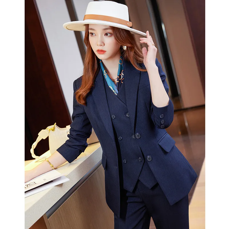 High-End Suit Vest Three-Piece Women2022Autumn Fashion Korean Style Graceful Online Influencer Small Suit Western Style Business