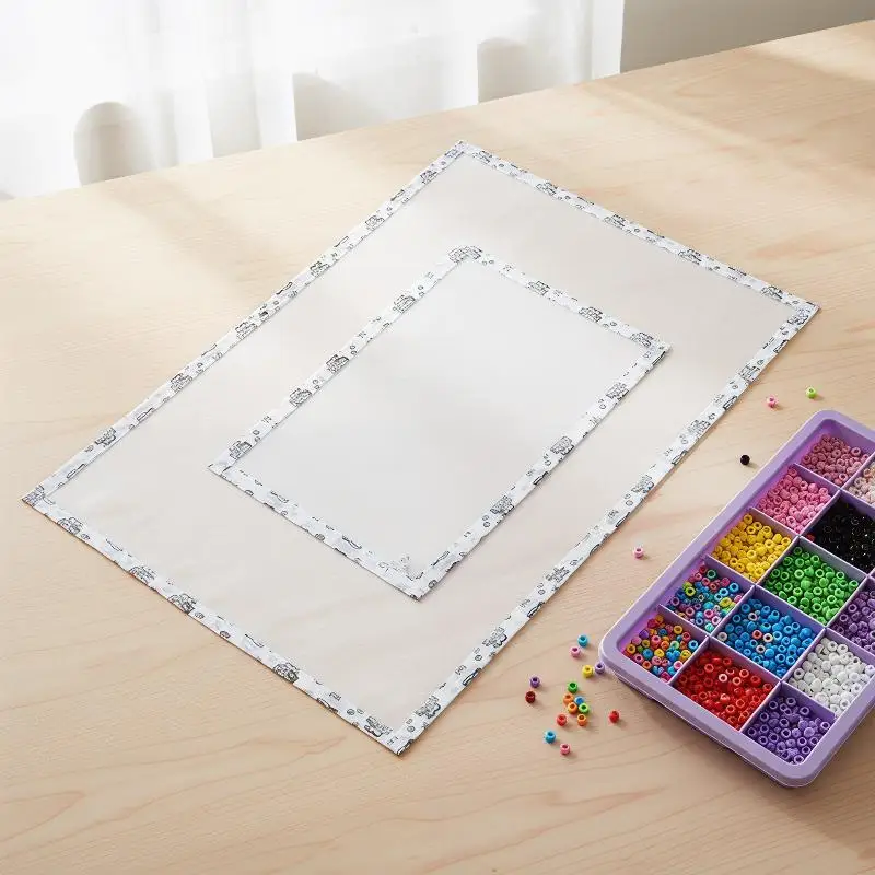 5Pcs Handmade Perler Beads Baking Cloth Edge-stitched Transparent Iron-on Mat Heat-resistant Paper DIY Accessories Perler Beads