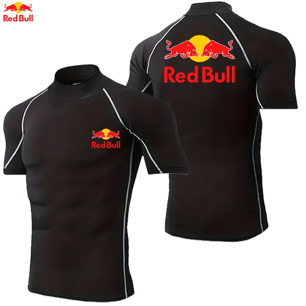 ريد بول طباعة الرجال عالية الرقبة طويلة الأكمام ضغط قمصان بارد جاف الشمس حماية جوارب رياضية الملابس الداخلية تشغيل الصالة الرياضية قمم #5