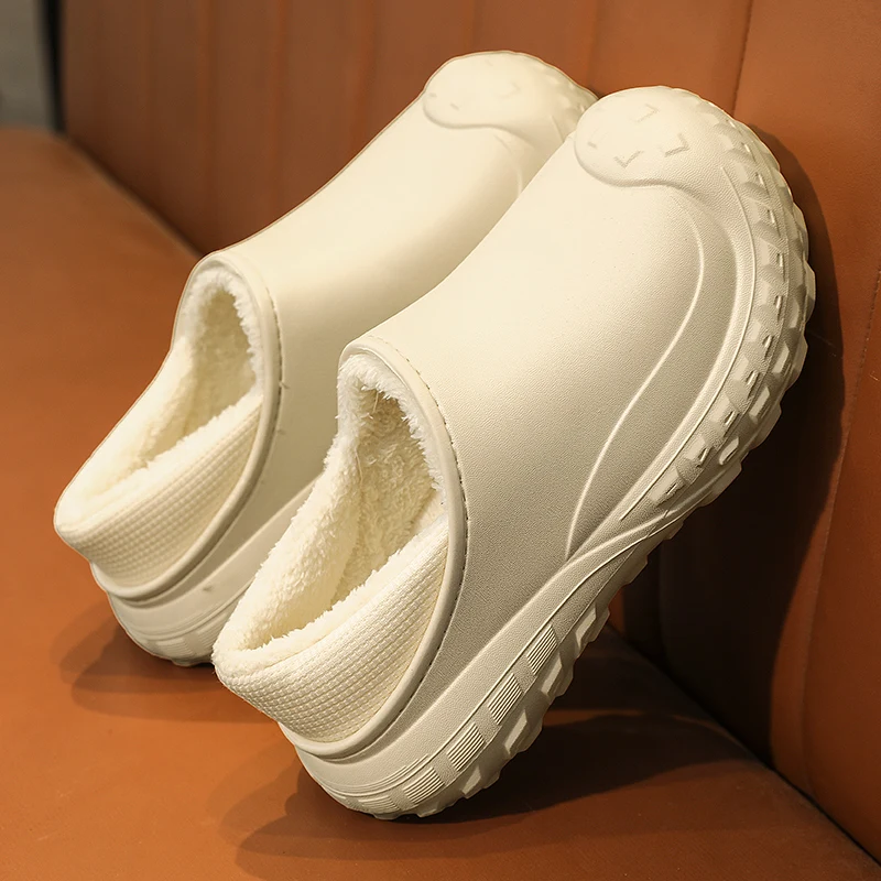 Men\'s Home Clogs 2023 New Winter Garden Clog Plush Warm Lining Waterproof Woman House Warm Shoes High Quality Anti-Slip Green