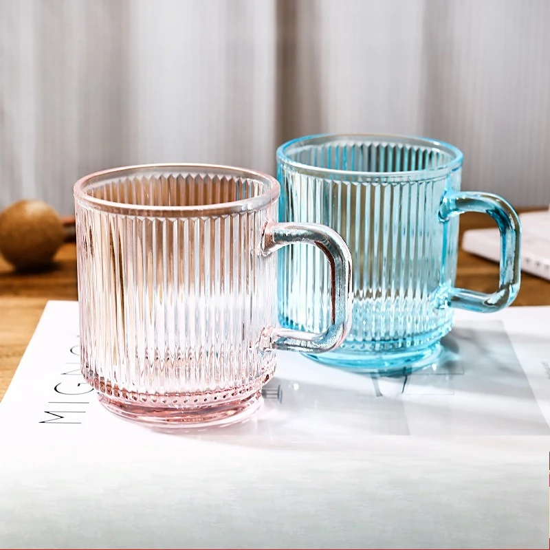 Simple Transparent Handle Glass Cup Hotel Toothbrush Cup Couple Bathroom Drinking Cup