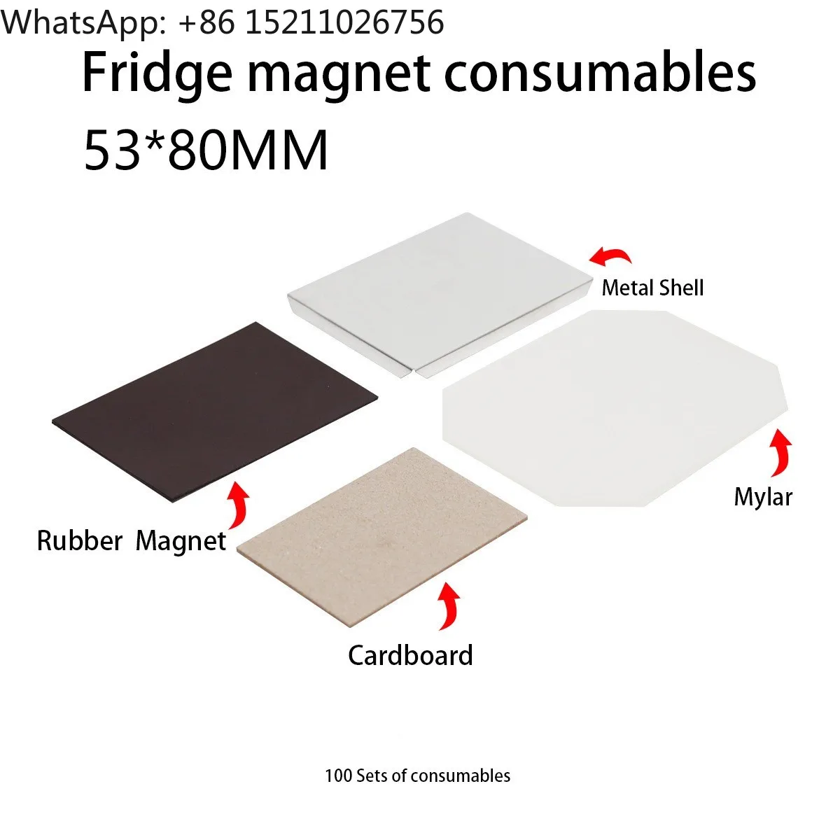 Rectangle Shape 80*53mm Fridge Magnet Button Badge Making + Paper Cutter + 1000PCS Fridge Magnet Materials