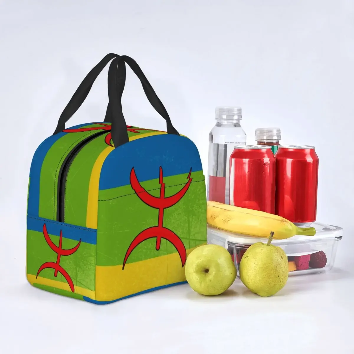 Amazigh Vlag Lunch Tas Mannen Vrouwen Koeler Thermisch Geïsoleerde Berber Tifinagh Print Lunchboxen voor Kinderen School Voedsel Picknick Zakken