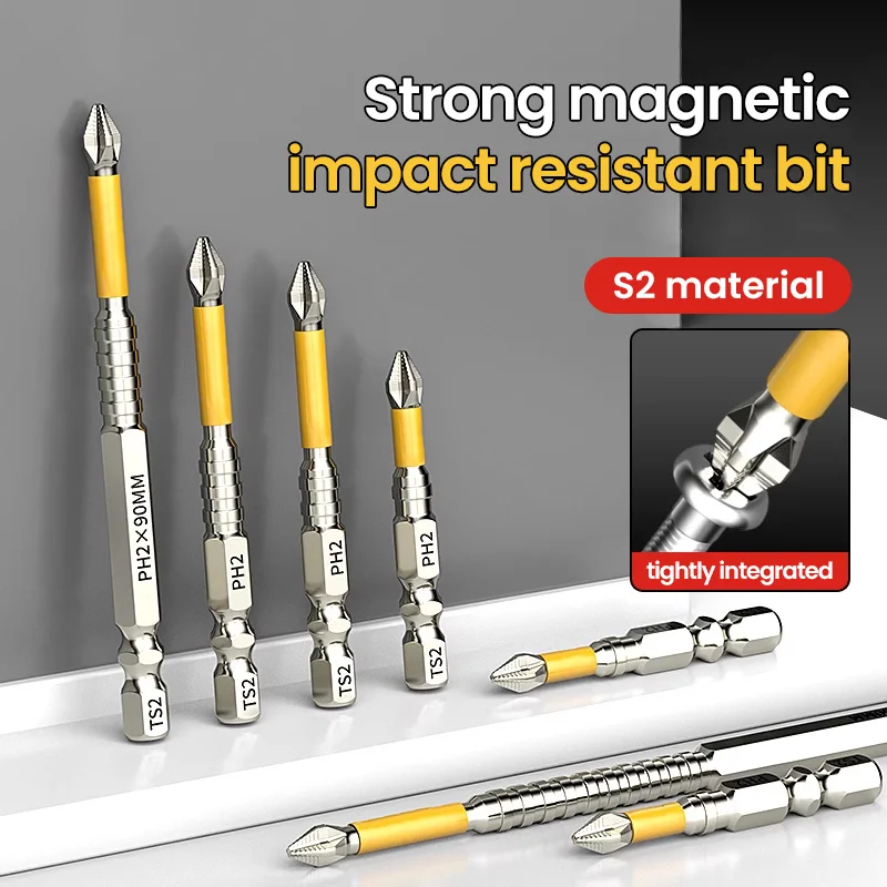 Deli 1/5pc Magnetic Batch Head Impact Strong Cross High Hardness 25/50/65/70/90/150mm Anti Non-slip WaterProof Screwdriver Tools